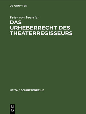 cover image of Das Urheberrecht des Theaterregisseurs